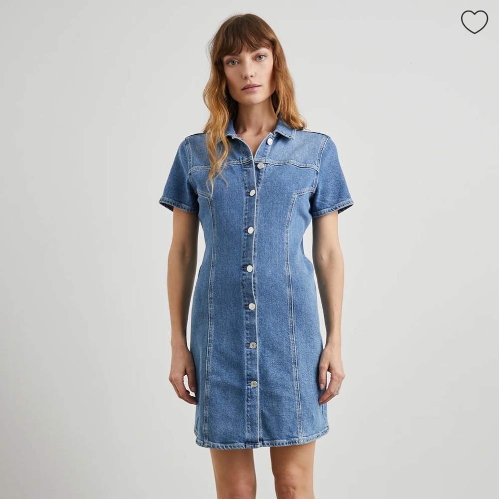 Rails Denim Pasadena Short Sleeve Button Front Dress 100% Cotton Mini Jean Sz S - Picture 6 of 6